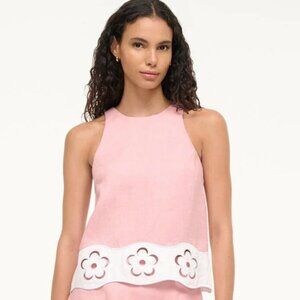 Mika Linen Top Faded Blush White